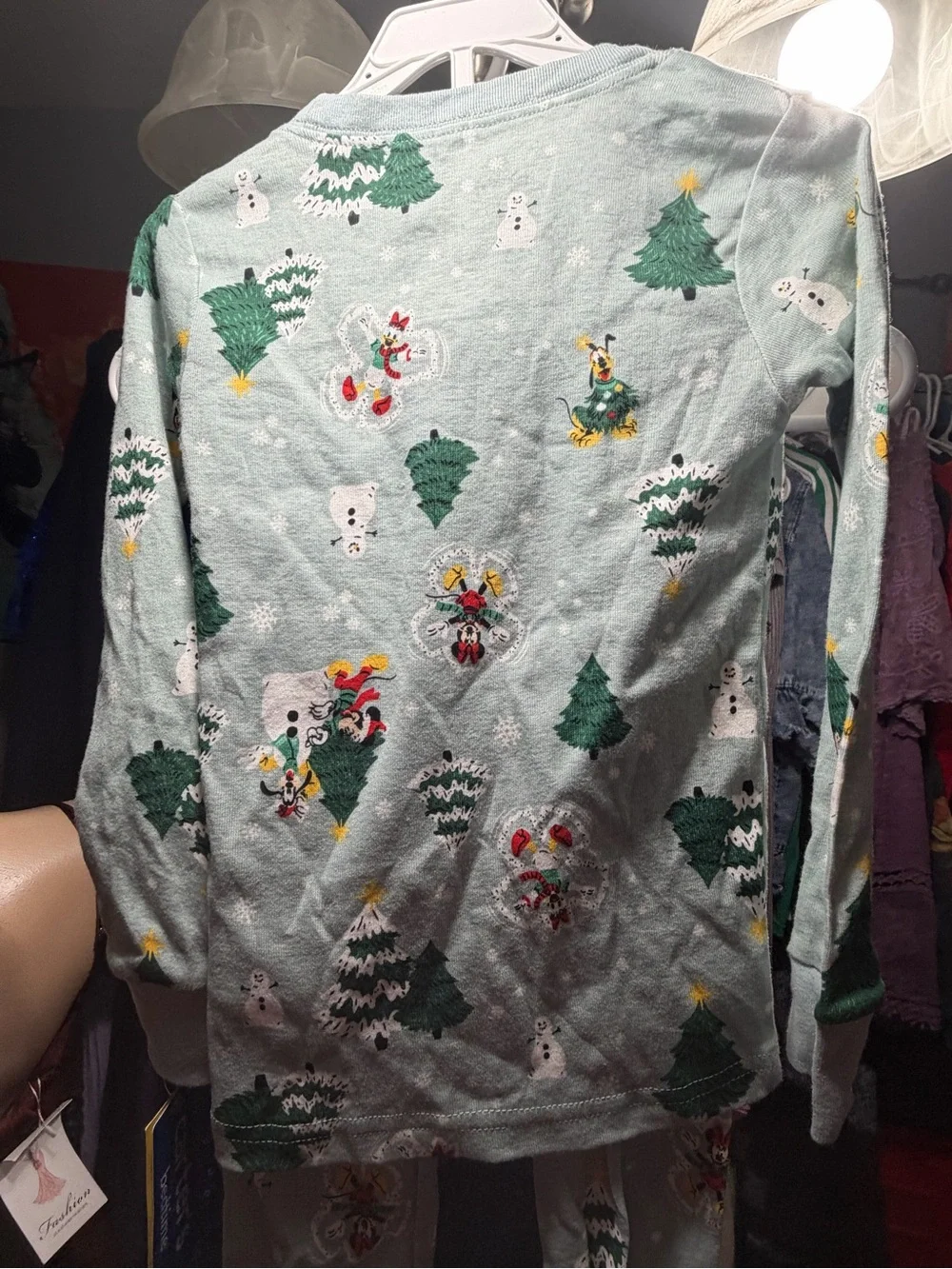 Carter's Disney Light Gray Holiday Tree & Snowman Long Sleeve Pajamas